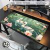 Hybxaxc Swan Lake Mousepad Botanical Nature Deskmat Lotus Flower And Lily Gaming Mouse Pad Cute Koi Pond NonSlip Keyboard Mat