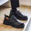 Business Small Leather Shoes Men's Formal British Style Platform Heightening Shoes Pure Black Casual Simple Men's Shoes Autumn
