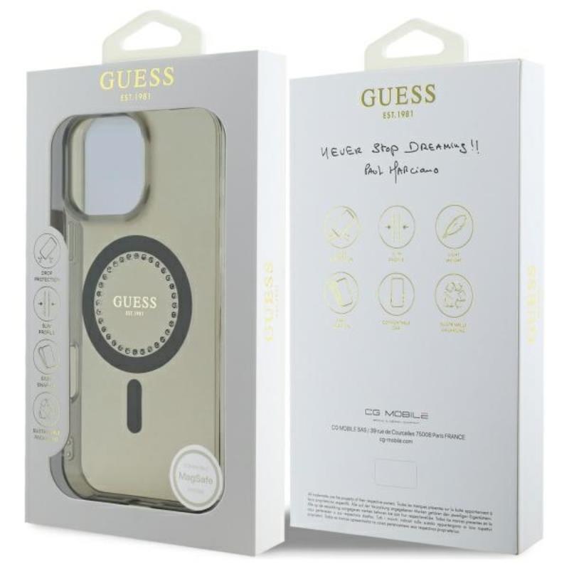 Guess Iml Rhinestones Magsafe - Etui Iphone 16 Pro Max (Czarny)
