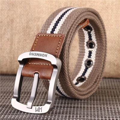 Men's Canvas Leather Belt: Casual Pin Buckle for Young Men and Students (Korean Style)