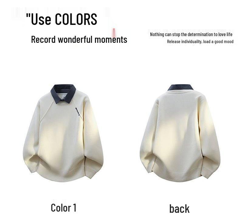 Men's 2025 Autumn/Winter Lapel Knitwear Hoodie with Velvet Lining