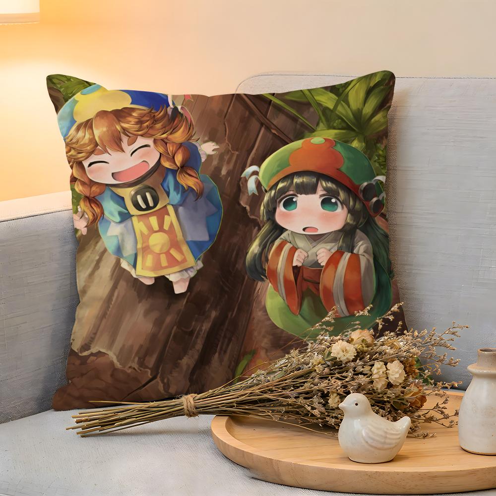 Cushion Cover  Linen  SkinFriendly Soft Decorative Case For Sofa Home Decor Kwaii Anime Hakumei And Mikochi Pillow cover