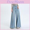 High-Waist-Jeans mit weitem Bein für Damen im Retro-Stil und aus Baumwoll-Denim