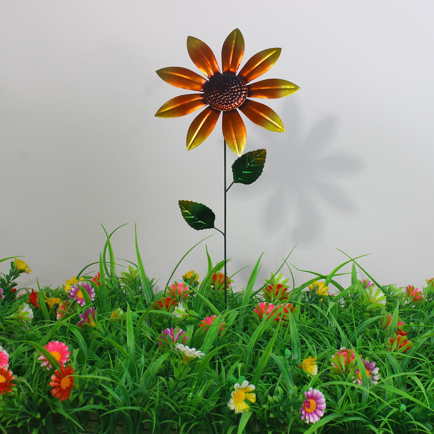 

1pc Garden Decoration Stakes, Sunflower, Courtyard Outdoor Wrought Iron Garden Pile Wrought Iron Decoration, Craft Sunflower оранжевый