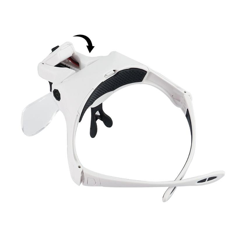1Pc Head-mounted Magnifying Glass Five Different Magnification Lenses 2 LED Lights Maintenance Inspection