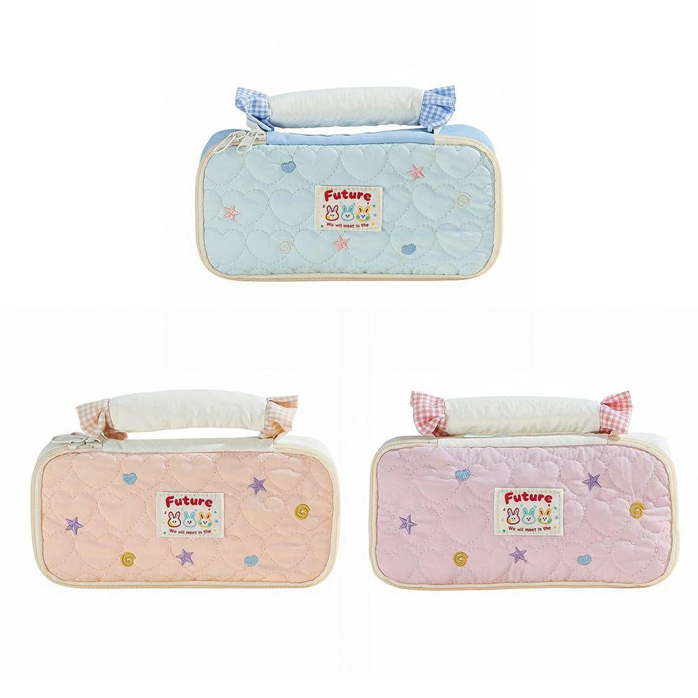Soft Touch Pen Bag Partitioned Storage Stationery Organizer Cartoon Stationery Pouch  School Office