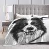 Border Collie Uśmiech Koc Miękki Ciepły Flanelowy Koc Rzutowy Poszewka na Pościel Łóżko Salon Piknik Podróż Dom Kanapa