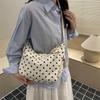 Polka Dot Hobo Bag For Women Corduroy Material Crossbody Bag With Knotted Detail Casual Korean Style Shoulder Bag Daily Commute