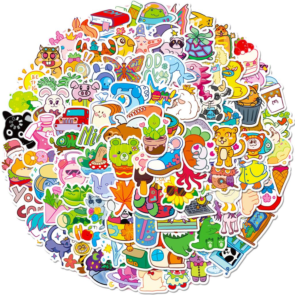 100 Small Size 4Cm Small Fresh Ins Wind Graffiti Sticker Decorative Suitcase Pen