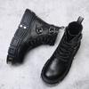 Herren-Lederstiefel mit hohem Schaft, neues Winterdesign, kleine Martin-Stiefel, trendige, lässige Kurzstiefel, dicksohlige, erhöhende Herrenstiefel
