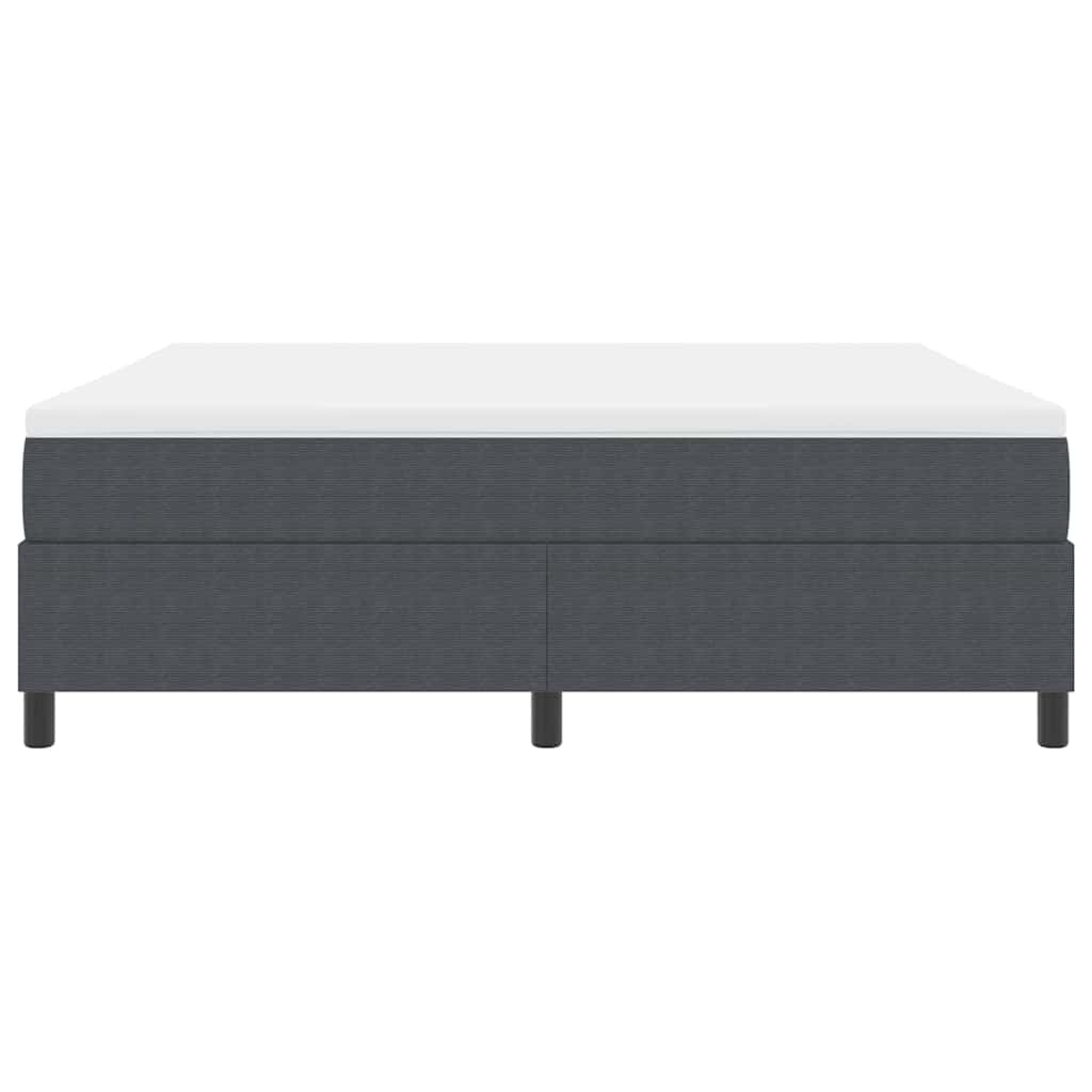 Box Spring Bed in Dark Grey and White 180 x 200 cm Cord Fabric