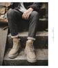 Men's Winter Martin Boots: Warm Velvet-Lined Outdoor Workwear In Retro Desert Yellow, Size 48.