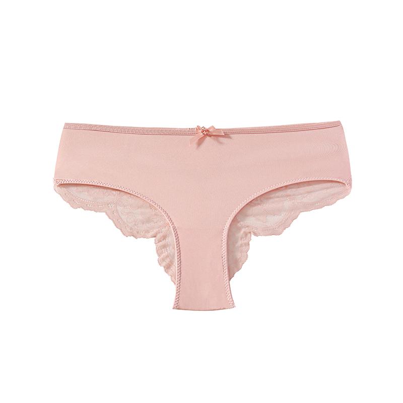 TERMEZY Ladies' Sexy Ice Silk Patchwork Panties Heart‑Shaped Buckle Cutout Lace Underpant Thin Breathable Solid Color Hipster Briefs