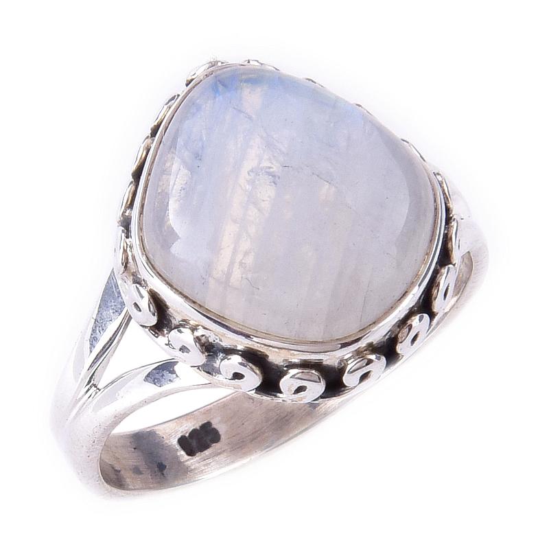 Natural Rainbow Moon Stone Gemstone Handmade 925 Sterling Silver Ring S.7 f3H18