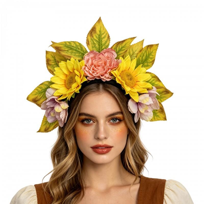 Sonnenblumen Erntefest Stirnband Künstliche Blume Blatt Haaraccessoire Thanksgiving Aufführung Damen