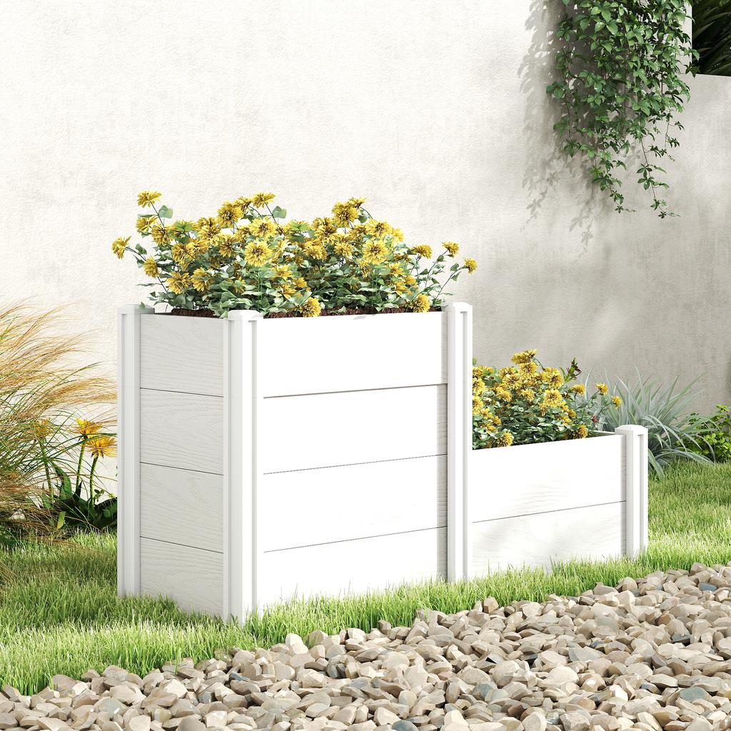 Raised Garden Bed 3-Tier Stackable Garden Bed with Open Bottom, Modular Herb Bed DIY Assembly Plastic