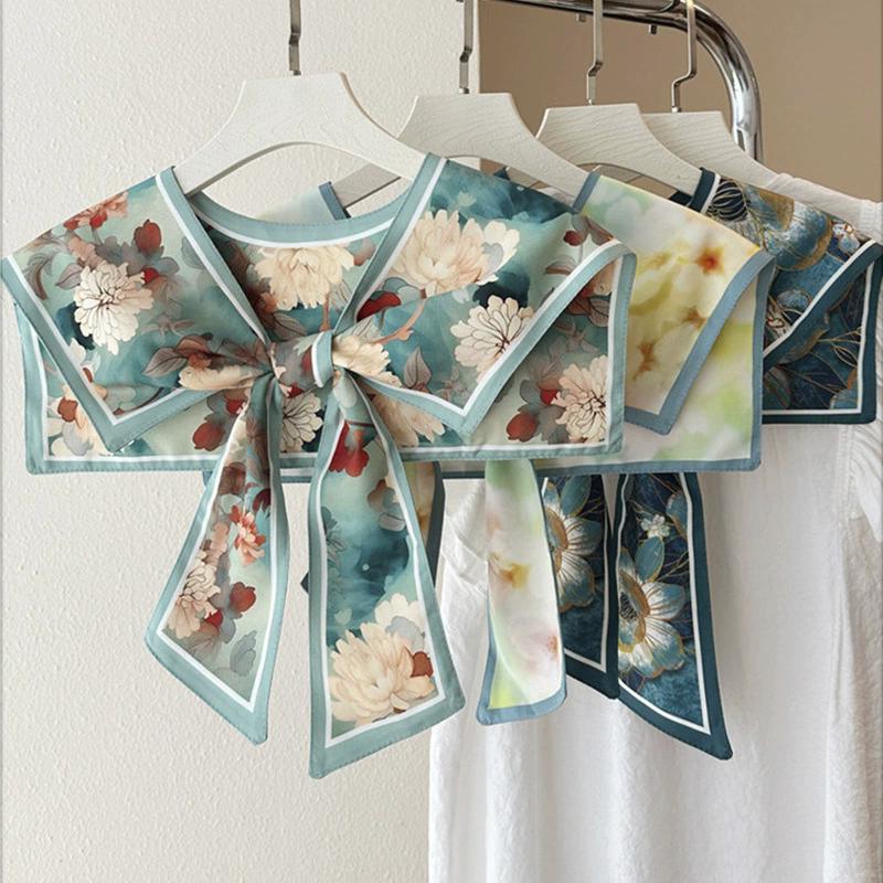 Perfect Match New Women Printed Shawl Fake Collar Detachable Big Lapel False Collar Shirt Kragen Sahte Yaka Kraagje For Clothing Accessories