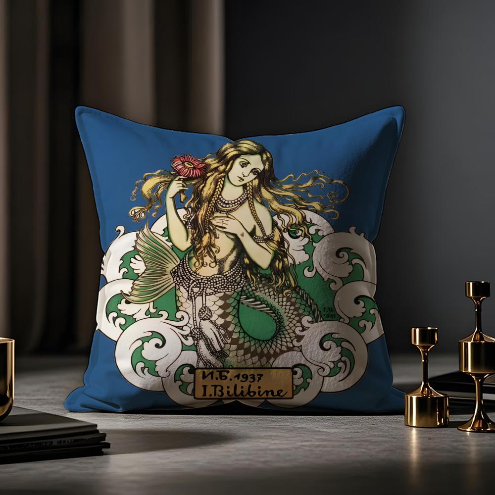 Slavic Mythology And Folk Tales Cushion Cover Anti-dustmite Pillowcase Invisible Zipper Silky Short Plush Sofa Cushion Cover