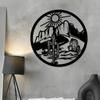 1pc Iron Cactus Sun Mountain Wall Art Desert Landscape Sculpture 11.81 Inch Indoor Outdoor Decor for Living Room Patio Balcony Office Farmhouse