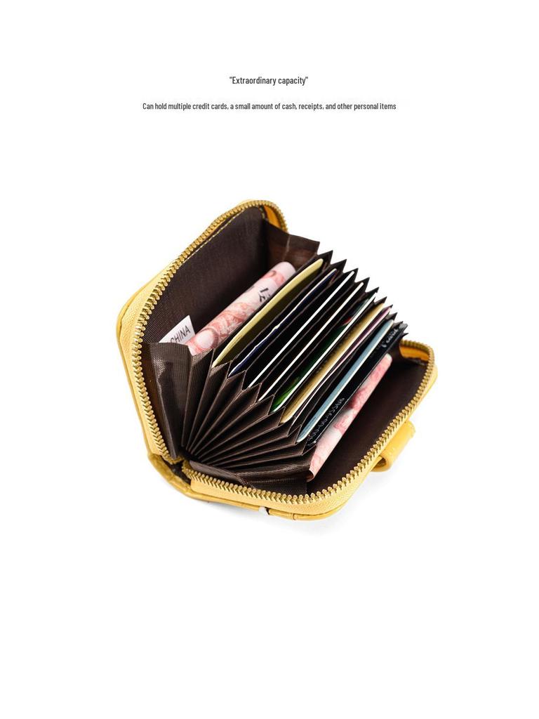 2024 Women's Crocodile Pattern Card Holder: Compact Accordion Wallet with Multi-Card Slots and Zipper