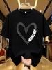 Wds0177heart Pattern Printed Plus Size Unisexs Round Neck Tshirt For Summer Casual Short Sleeved Top Street Fashion Versatile