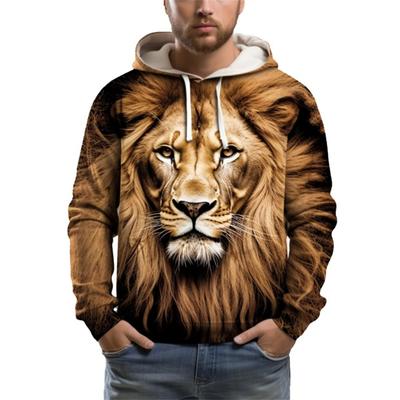 Fashion Men Women's 3D Animal Print Hoodies Lion Graphic Pullover Sweatshirts Autumn Loose Outdoor Street Casual Clothes Kids Hoodies
