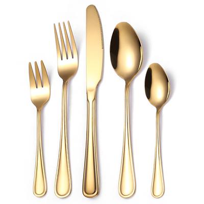 Stainless Steel Tableware Set Western Food Steak Golden Knife  Fork and Spoon 5-piece Set YSH-59-5PS