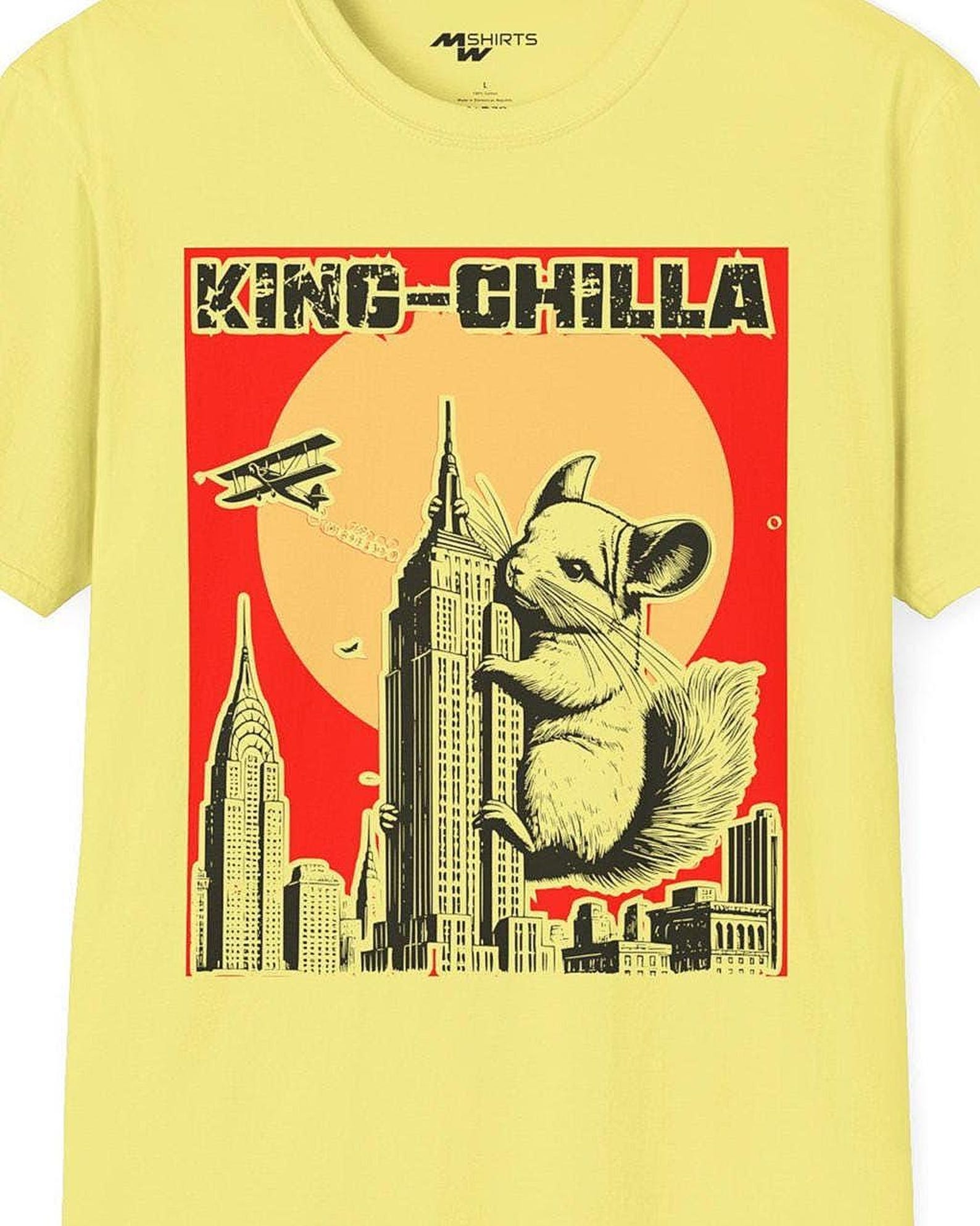 Футболка с комиксом King-Chilla: Лазающая шиншилла Эмпайр-стейт-билдинг L
