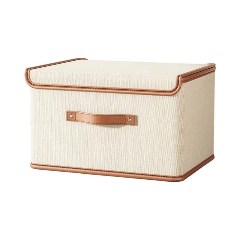 Large Foldable Fabric Organiser Box with Cover Container For Seasonal Clothing Blankets Household Items