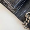 [Pre-Owned] Ysl Kate Silver Logo Chain Crocodile Pattern Embossed Glossy Calfskin Leather Tassel Crossbody Shoulder Bag Medium - Excellent #4O0005