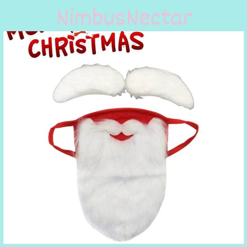 Christmas Santa Claus Eyebrows Beard Party Mask Set For Adults Soft And Fluffy Cotton Fabric