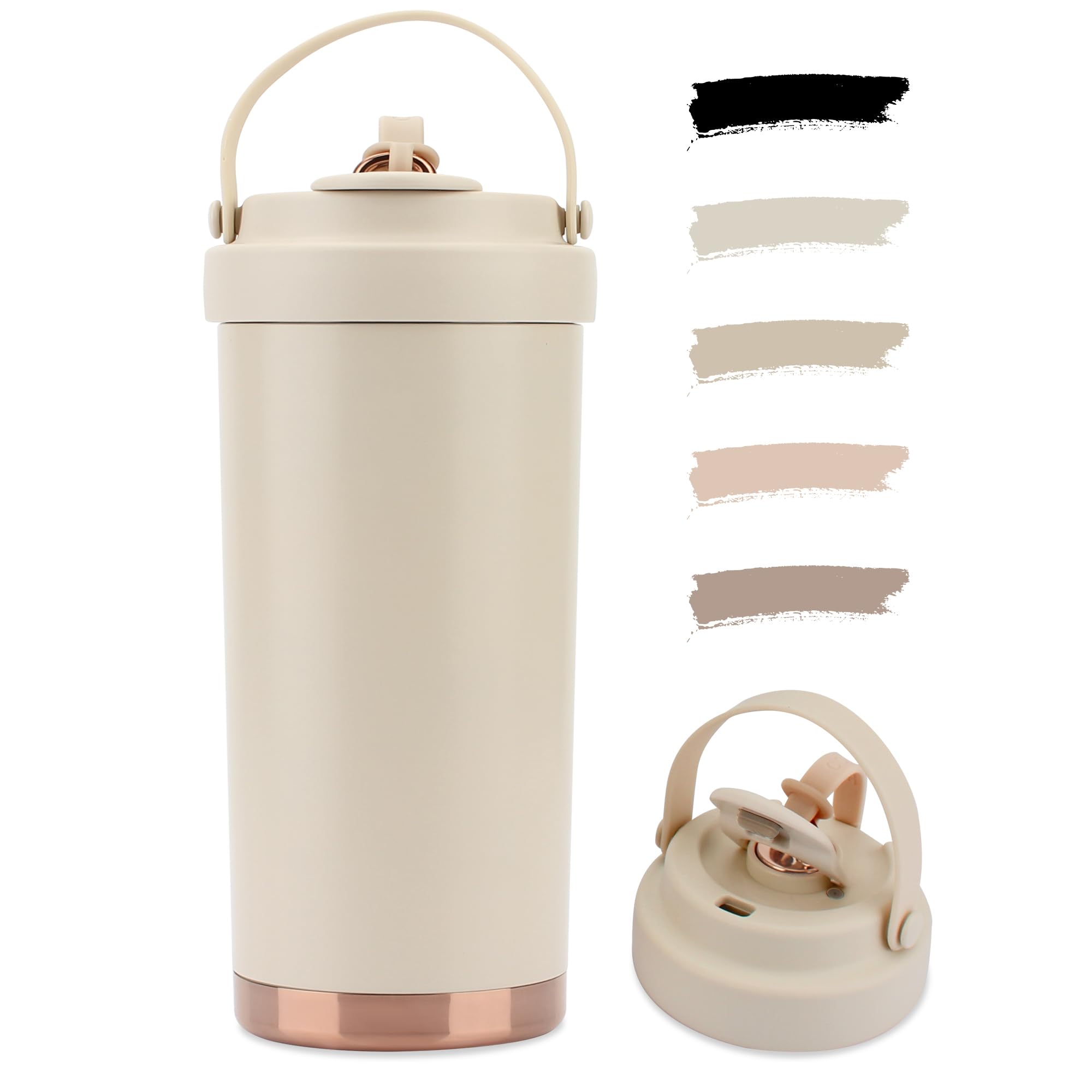 

SKIASE Тамблер с керамическим покрытием для воды с прямым контактом из нержавеющей стали Легкий Популярный для Бежевой Соломинки, Покрытие, Бутылка, 500 мл, Ручка, Портативный, Для питья, Крышка,