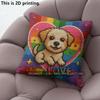 Rainbow Love Cute Puppy Throw Pillow Covers Pattern Cushion Cover Suitable For Sofa Bedroom Car Pillow Cover
