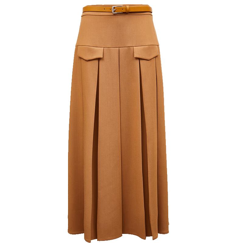 Veromoda 2025 Spring Elegant Pleated Midi Skirt