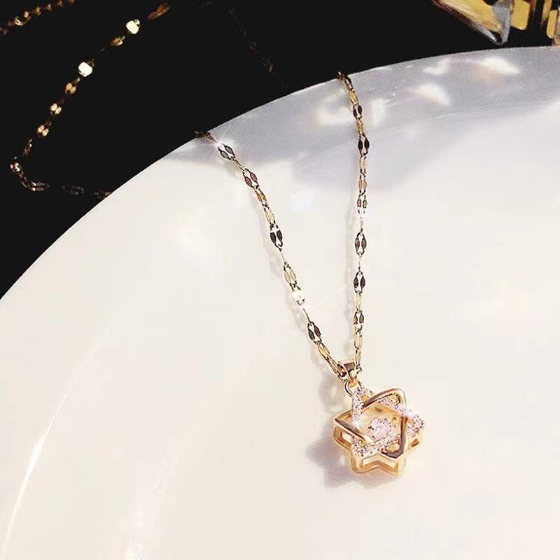 

Умное ожерелье-гексаграмма женское с высоким чувством, универсальное, трендовое, из титановой стали, цепочка для ключиц, аксессуары