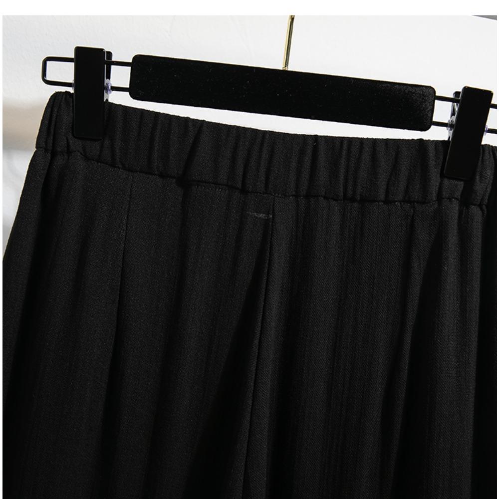 DIMANAF 2025 Sommer Übergröße Hosen Hohe Taille Neue Damenbekleidung Mode Locker Plissiert Vintage Hosen