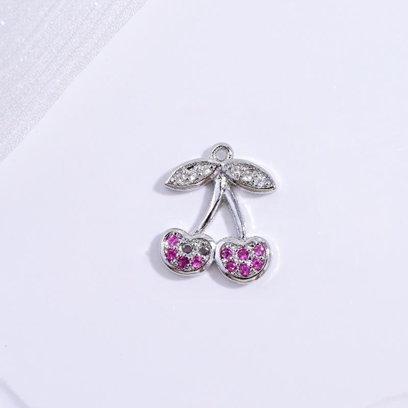 Copper Inlaid Diamond Cherry Fruit Pendant Female Personality Diy Bracelet Necklace Jewelry Pendant Vd1695
