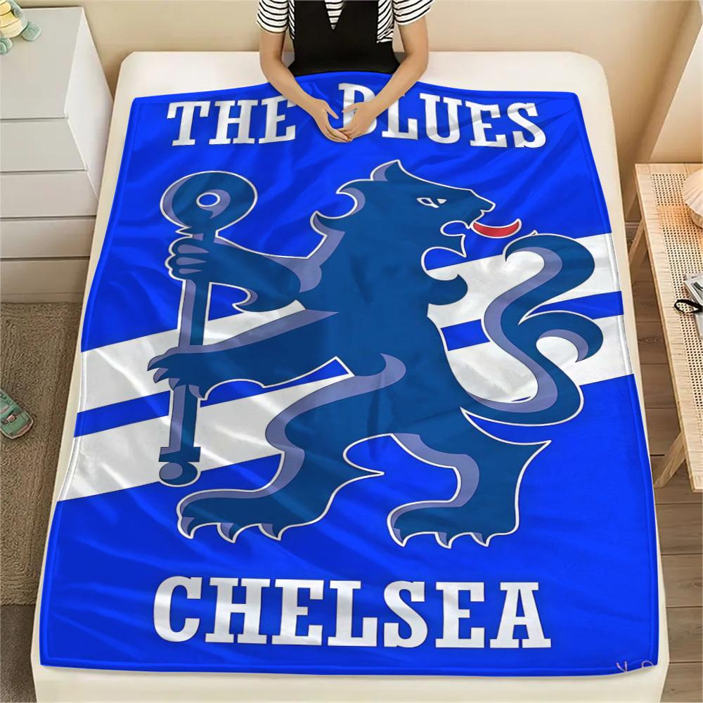Chelsea FC Football Print FlAannel Blanket, High Quality Comfortable for All Seasons, Home Decor, Warmth and Comfort