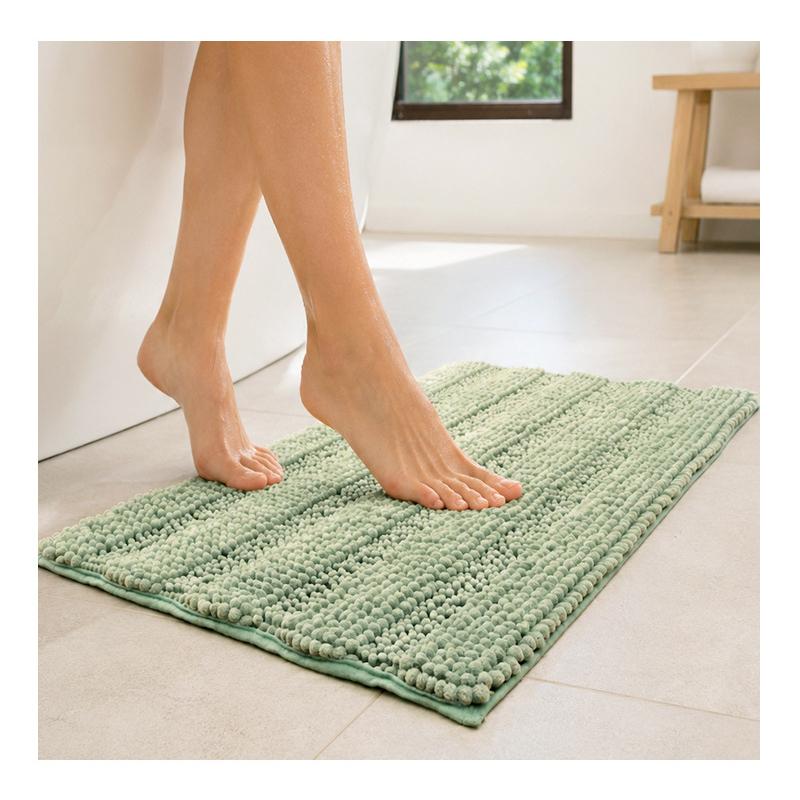 Chenille Bathroom Mat Set, Water Absorbent Toilet Floor Mats, Non‑Slip Bath Mat With U‑Shaped Toilet Rug For Home Bathroom