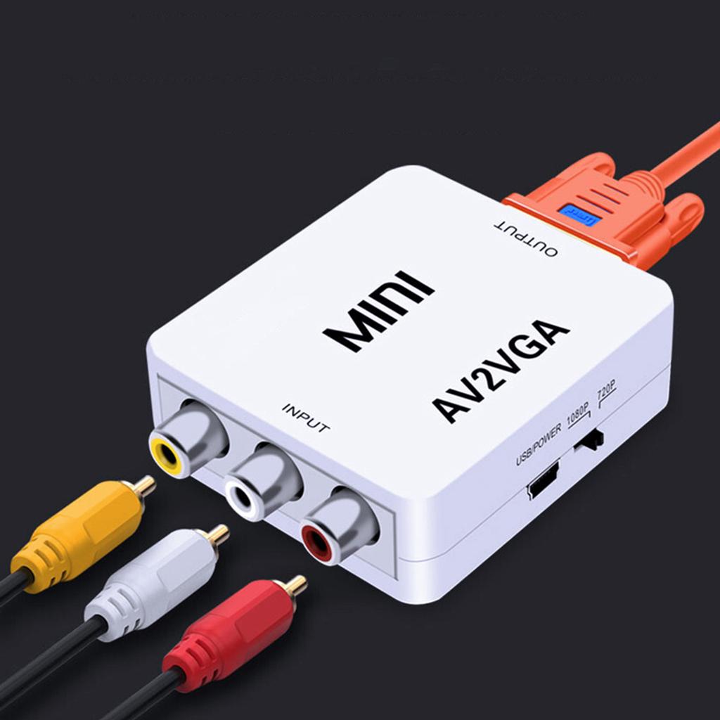 Mini AV2VGA Video Converter Convertor Box AV RCA CVBS to VGA Video Converter Conversor with 3.5mm Audio to PC HDTV