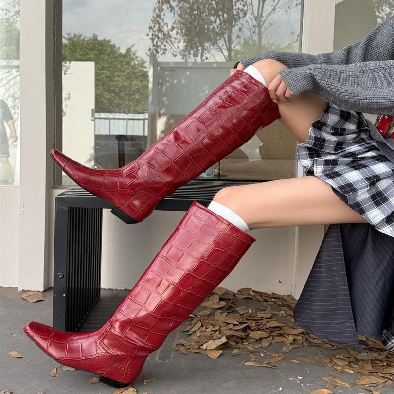 Knight Boots Women's Thick Heel High Heel Straight Boots Autumn and Winter New Square Head But Knee Boots Women's High Boots