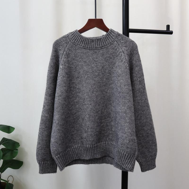 Autumn and winter new round neck loose lazy sweater pullover versatile soft waxy knitted sweater top women