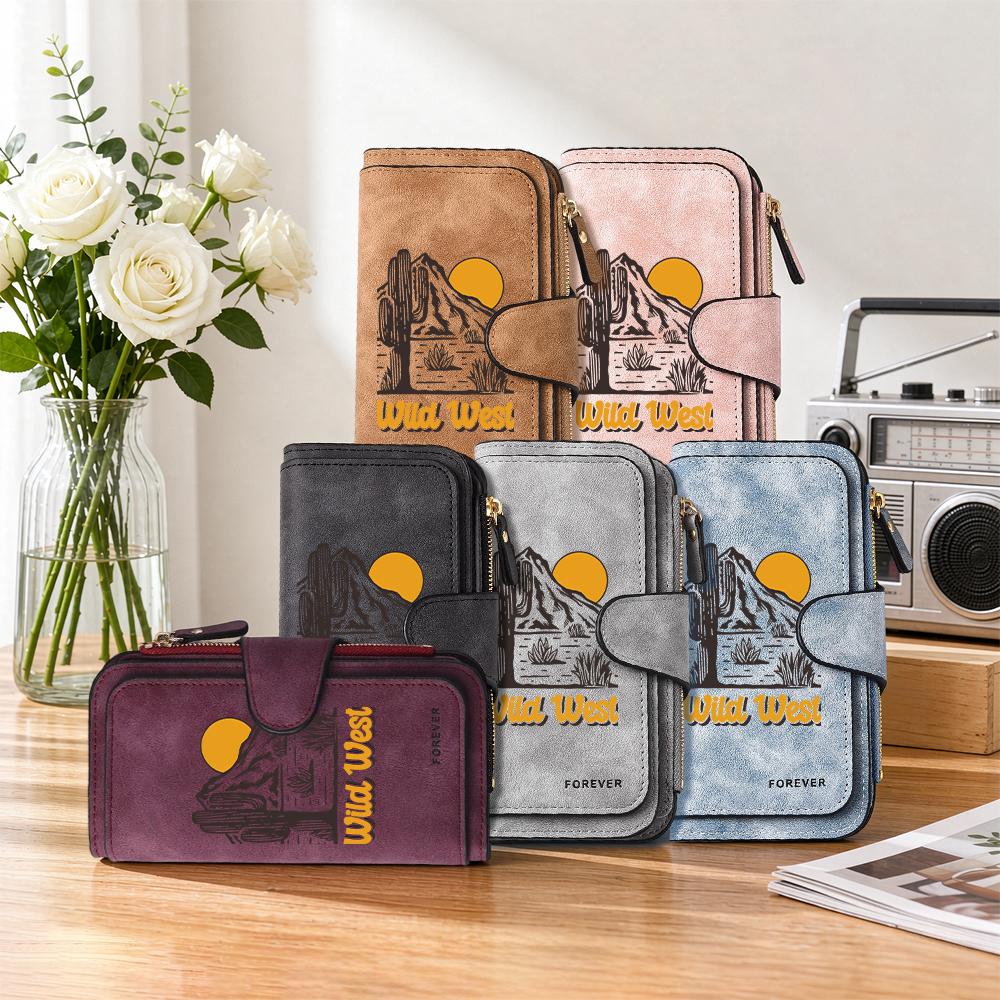 Wild West Print Long Wallet Fashion Portable Card Holder Casual Ladies Purse