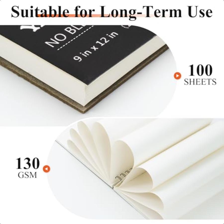 

Блокнот для маркеров Бумага для рисования эскизов 100 листов 50 страниц Смешанная техника 130 г/м² Непромокаемая на спирали Художественный скетчбук для спиртовых акриловых маркеров United States