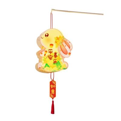 Ancient Cartoon Rabbit Lanterns Glowing Luminous Mid-Autumn Festival Lantern DIY Chinese Style Lantern DIY Material Package Kids