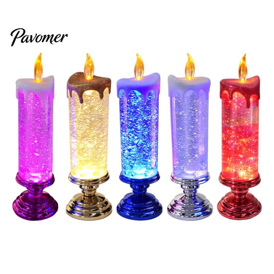 Flameless Candle Lantern Christmas LED Lamp, Glimmering Glitter Glow with Sparkling Room Ornament Simulated Flame, Holiday Tabletop Decoration