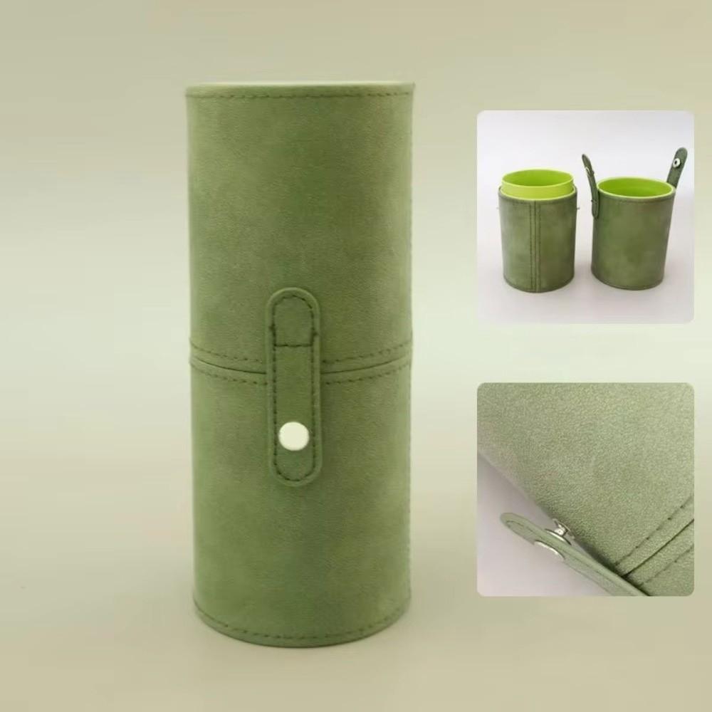 Dust-Proof Makeup Brush Bucket PU Leather Makeup Brush Organizer