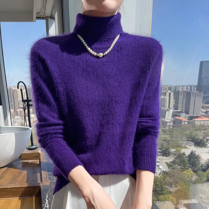 2025 A/W Women's High Neck Loose Knit Mink Velvet Cashmere Sweater