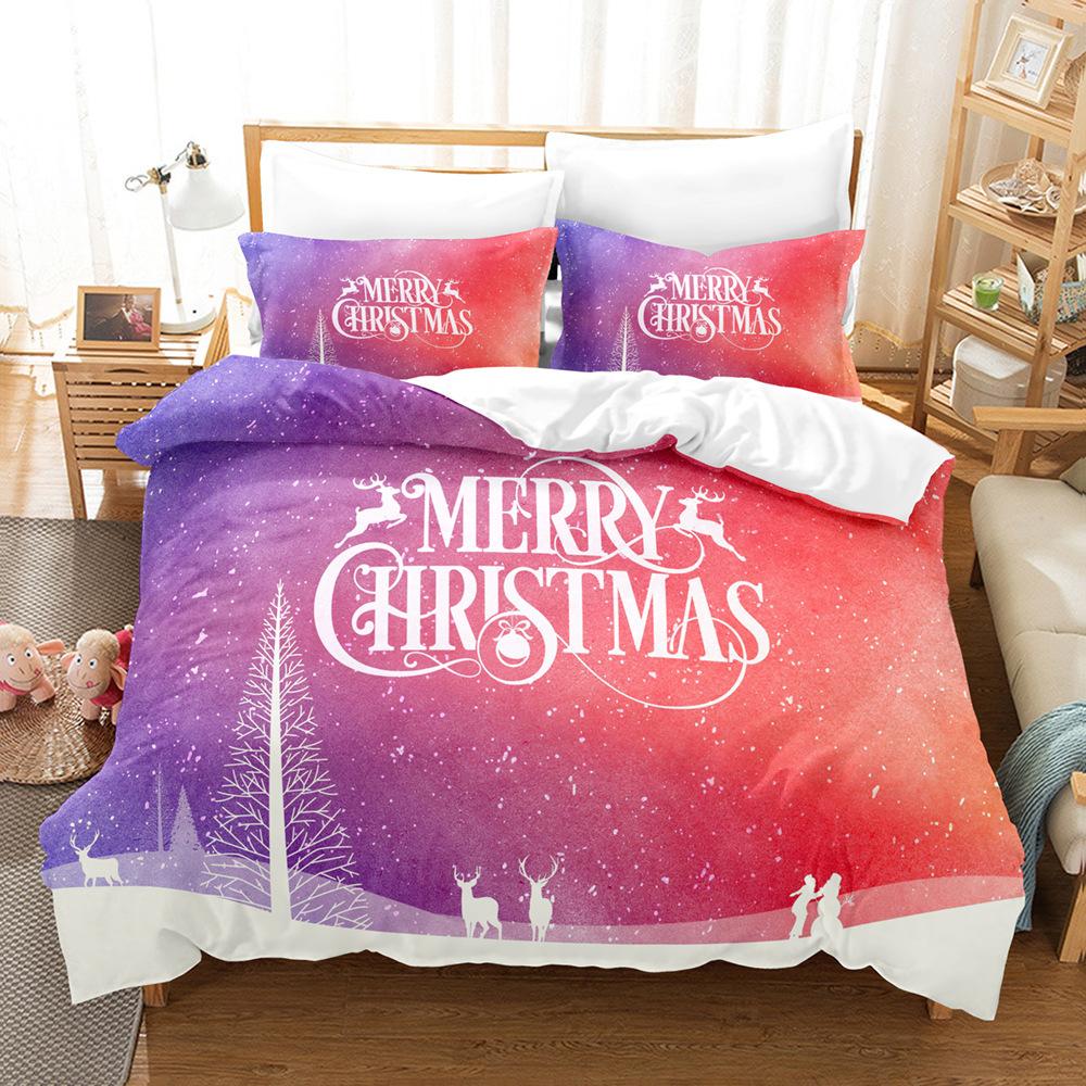 Christmas 3D Digital Printing Three-Piece Set, Christmas Letter Making Bedding Kit