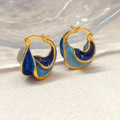 New Trendy Enamel Color Metal Texture Small Hoop Earrings For Women Gold Plated Statement Ear Buckle Creative Jewelry Gifts